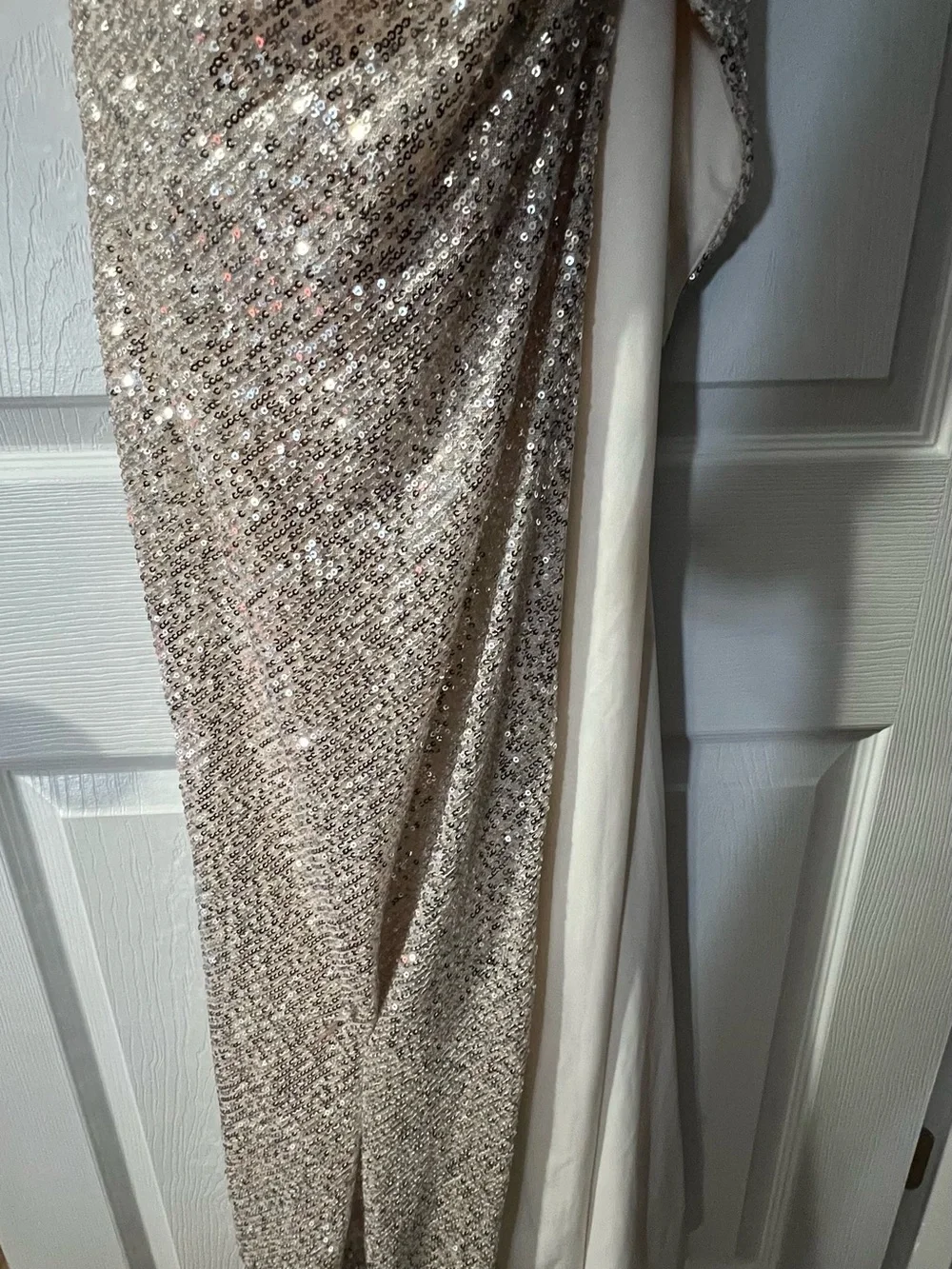Gold Sequin Ruched Spaghetti-Strap Formal Dress - Picture 3 of 6